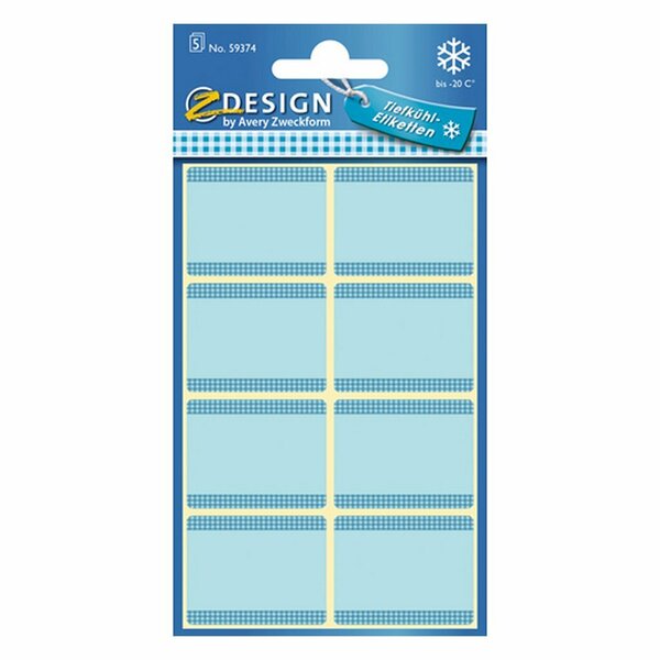 Avery AV-59374 Z-Design Diepvriesetiketten 36x28 mm 40 Stuks Blauw