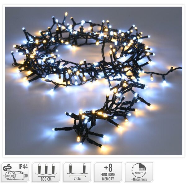 Microcluster Kerstverlichting 400 LEDs 8 m Warm Wit/Zwart