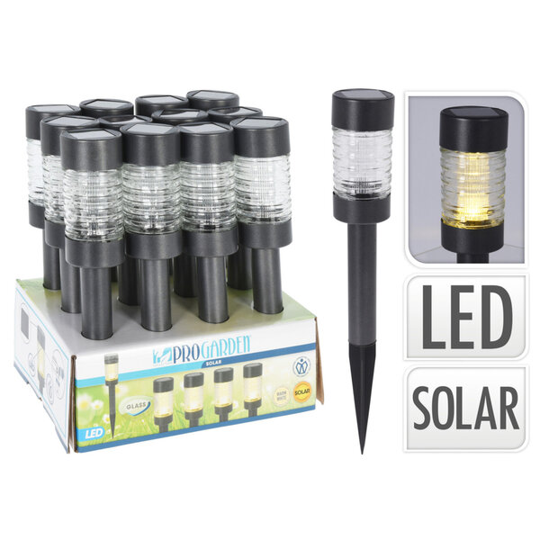 Pro Garden Solarlamp Antraciet RVS &amp; Glas