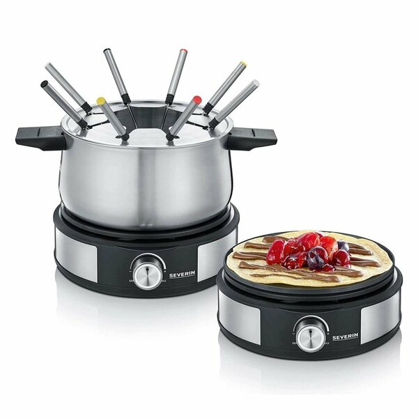 Severin FO2471 Fondue-Cr&ecirc;pe Combi RVS/Zwart