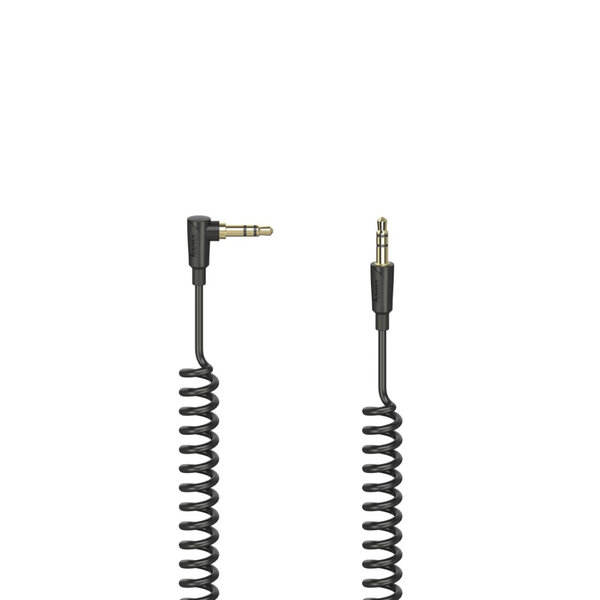 Hama Spiraalkabel 3.5 mm Jack met 90&deg; Stekker Stereo 75 cm Zwart