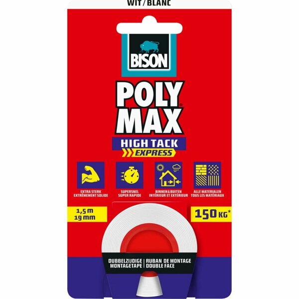 Bison Poly Max Tape 150 cm Wit