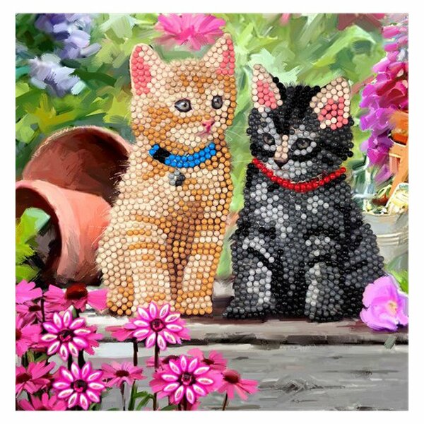 Craft Buddy Crystal Art Kaart Katten 18x18 cm