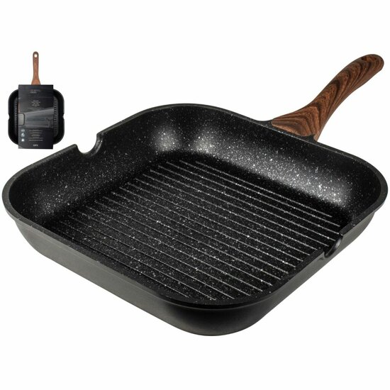 Gusta Granito Fuerte Stone Grillpan 28 cm Zwart/Bruin