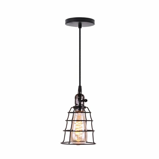 Homestyle Pro MK005-B Industri&euml;le Hanglamp 12x20 cm Zwart/Metaal