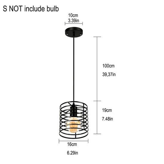 Homestyle Pro MK014-B Industri&euml;le Hanglamp 16x19 cm Zwart/Metaal