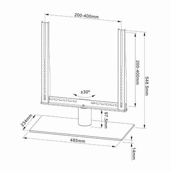 Cavus CAVTSM Universele Draaibare TV Voet voor 32-42 Inch Schermen Zwart/Glas