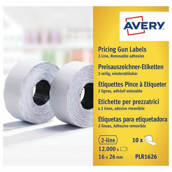 Avery AV-PLR1626 Prijstangetiketten Non-Permanent 10 Rollen Wit