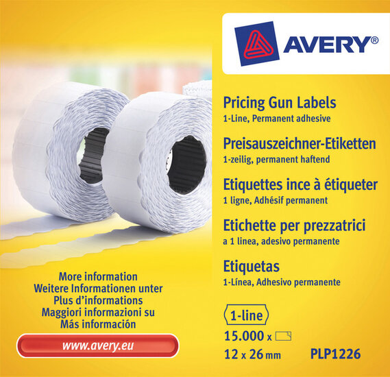 Avery AV-PLP1226 Prijstangetiketten Permanent 26x12mm Wit 10 Rol In Doos