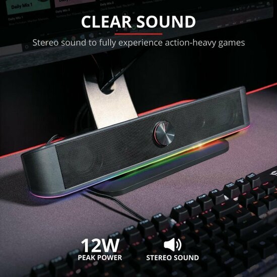 Trust GXT 619 Thorne RGB Illuminated Soundbar + Verlichting Zwart