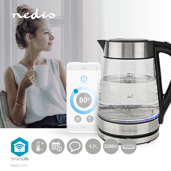 Nedis WIFIWK10CGS Smartlife Waterkoker + APP Wi-fi 1.7L 2200W