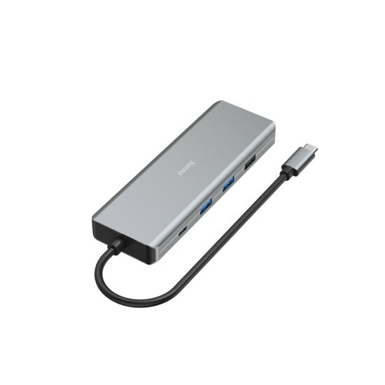 Hama USB C HUB 9-Poorts 2x HDMI USB A USB C LAN Antraciet