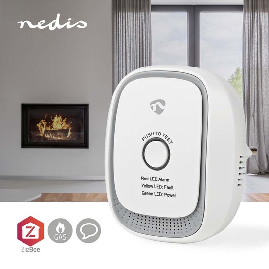 Nedis ZBDG11CWT Smartlife Gasdetector Zigbee 3.0 Netvoeding Levenscyclus Sensor: 5 Jaar En 50194-1:2009 Android&trade; / Ios Met Testknop 75 Db Wit