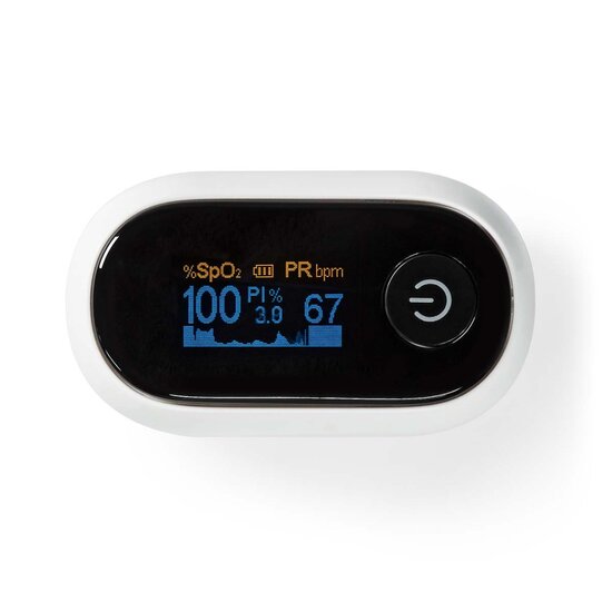 Nedis BTHOX10WT Smartlife Pulse Oximeter Bluetooth&reg; Oled-scherm Anti-bewegingsinterferentie / Auditief Alarm / Hoge Precisie Sensor / Perfusie-index / Polsslag / Zuurstofverzadiging (spo2) Wit