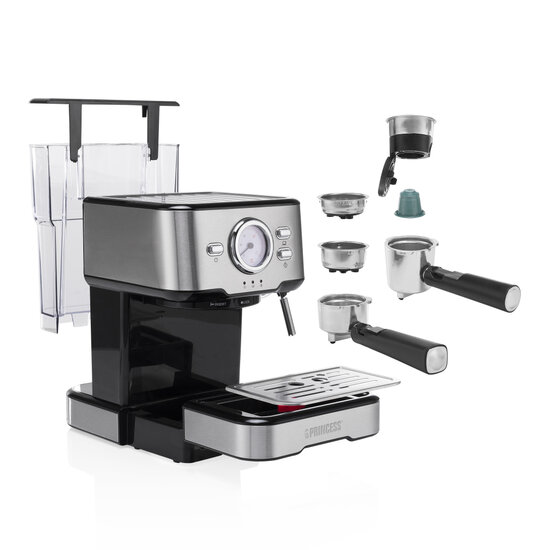 Princess 249412 Espressomachine RVS/Zwart