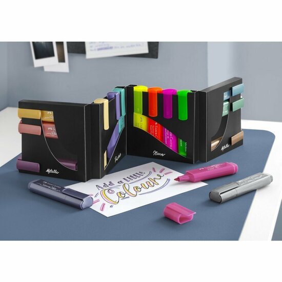 Faber Castell FC-254603 Tekstmarkers Deskset 4xNeon/4xPastel/8xMetallic