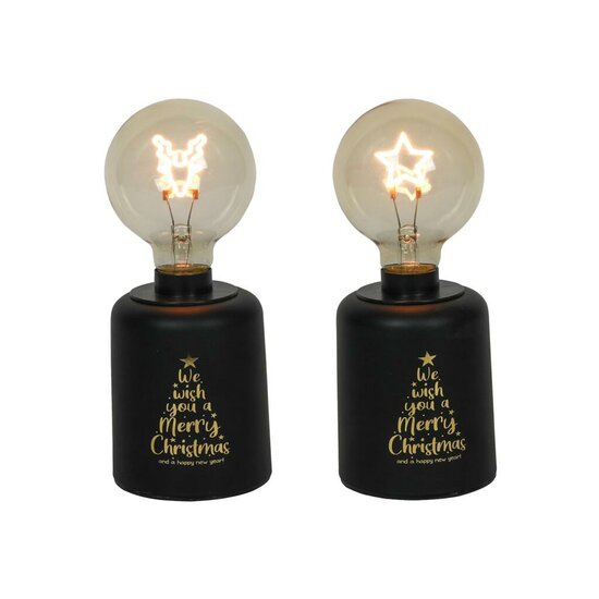 Kerst Decoratie LED Lampen 21x8.5 cm 2 Stuks Zwart