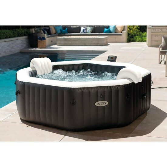 Intex 28458NL PureSpa Jet &amp; Bubble DeLuxe Jacuzzi 4-Persoons Set met Zoutwatersysteem 201/150x71cm