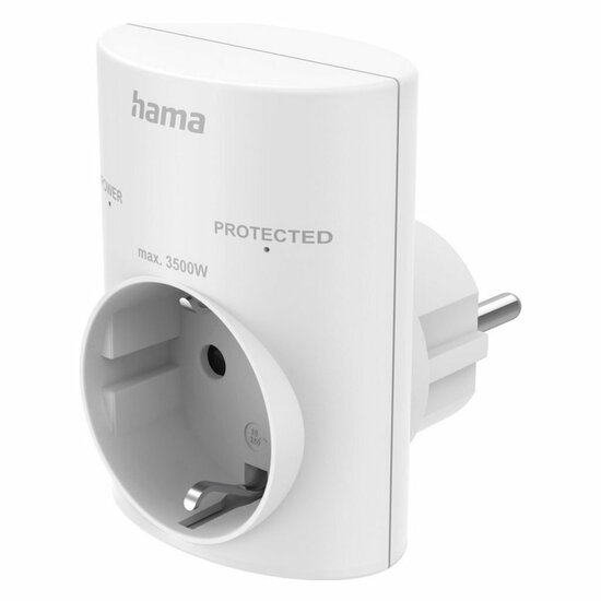 Hama Stopcontactadapter Geaard Stopcontact met Overspanningsbeveiliging Netspanning Wit