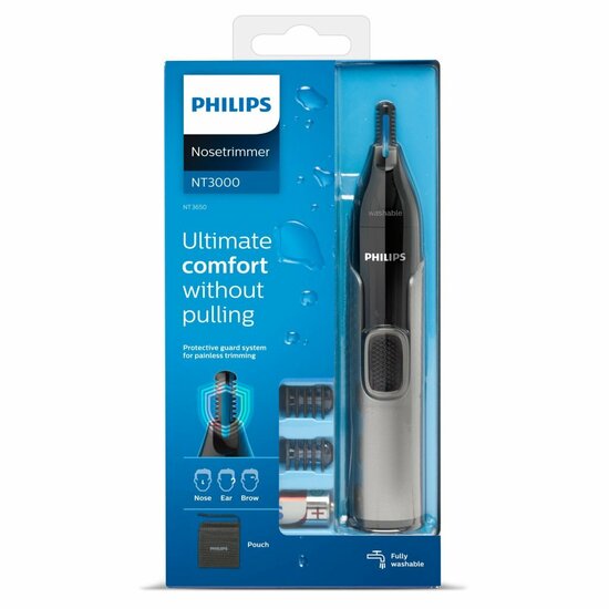 Philips NT3650/16 Series 3000 Neus-Oor- en Wenkbrauwtrimmer Zwart/Grijs