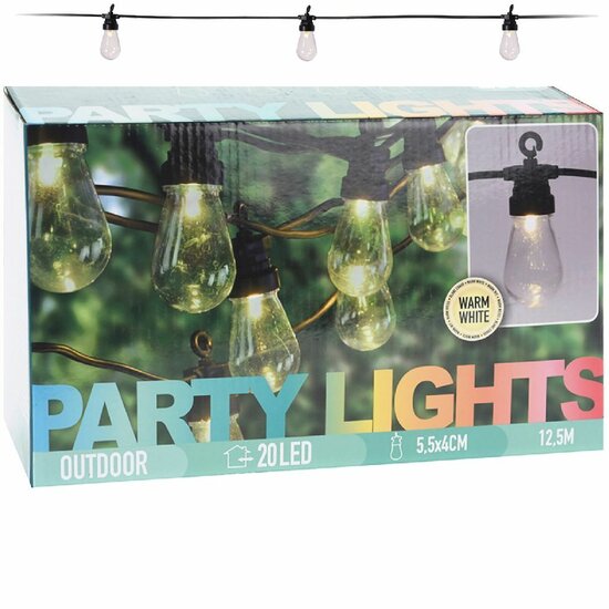 Outdoor Feestverlichting 12.5 m 20 LED-Lampen Warm Wit