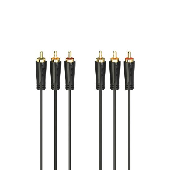 Hama Audio-/videokabel 3 Cinch-stekkers - 3 Cinch-stekkers Verguld 1,5 M