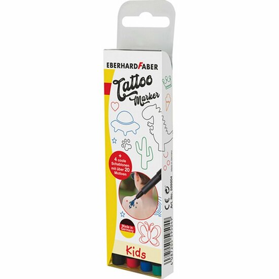 Eberhard Faber EF-559504 Tattoo Marker Kids 4 Stuks + Sjablonen