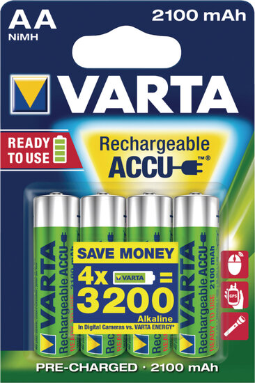 Varta VARTA-56706B Oplaadbare Nimh-batterij Aa 1.2 V Dc 2100 Mah 4-blisterkaart